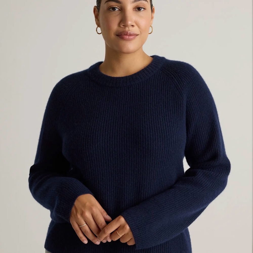 Quince Mongolian Cashmere Fisherman’s Crew Neck Sweater in Navy  Size XL (064)